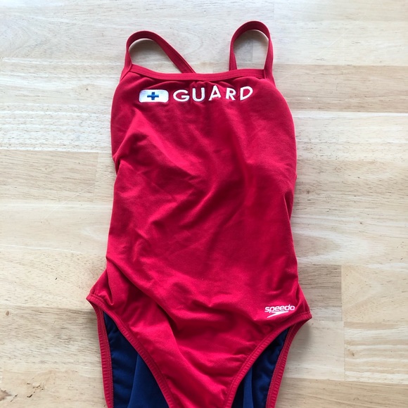 Red Lifeguard Swimsuit - Picture 1 of 5